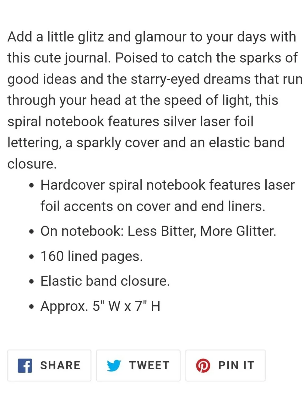 Hallmark Glitter Notebook New